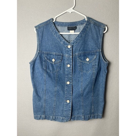 Bentley Arbuckle Jackets & Blazers - VTG Denim Women's Vest Sleeveless Western Cabincore Y2K Grunge Sz 12